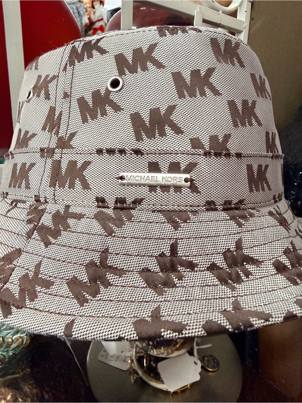 Michael Kors Jacquard Chocolate and Gray Bucket Hat